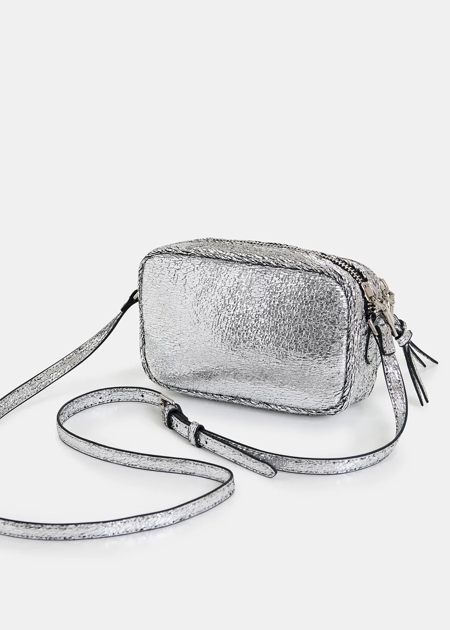 Borsa a tracolla argento metallizzato