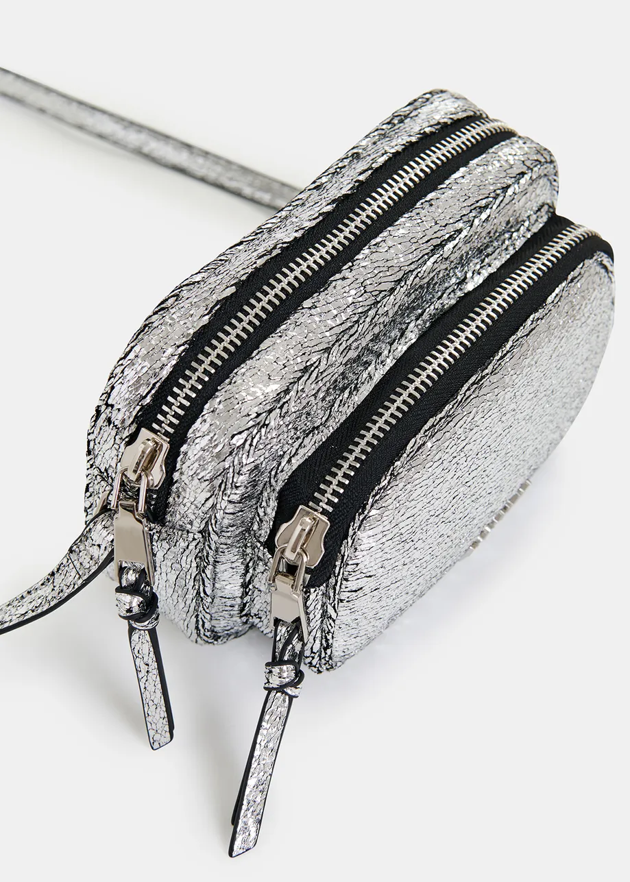 Borsa a tracolla argento metallizzato