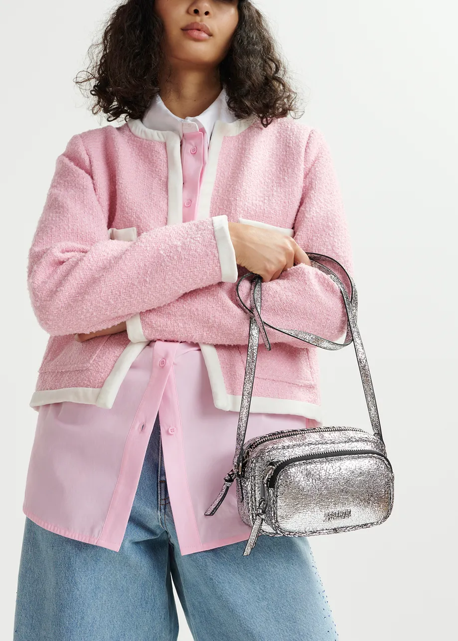 Borsa a tracolla argento metallizzato