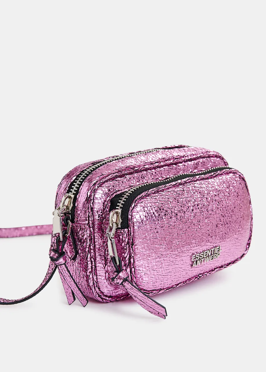 Pink metallic shoulder bag