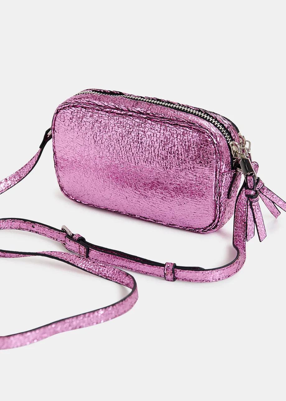 Pink metallic shoulder bag