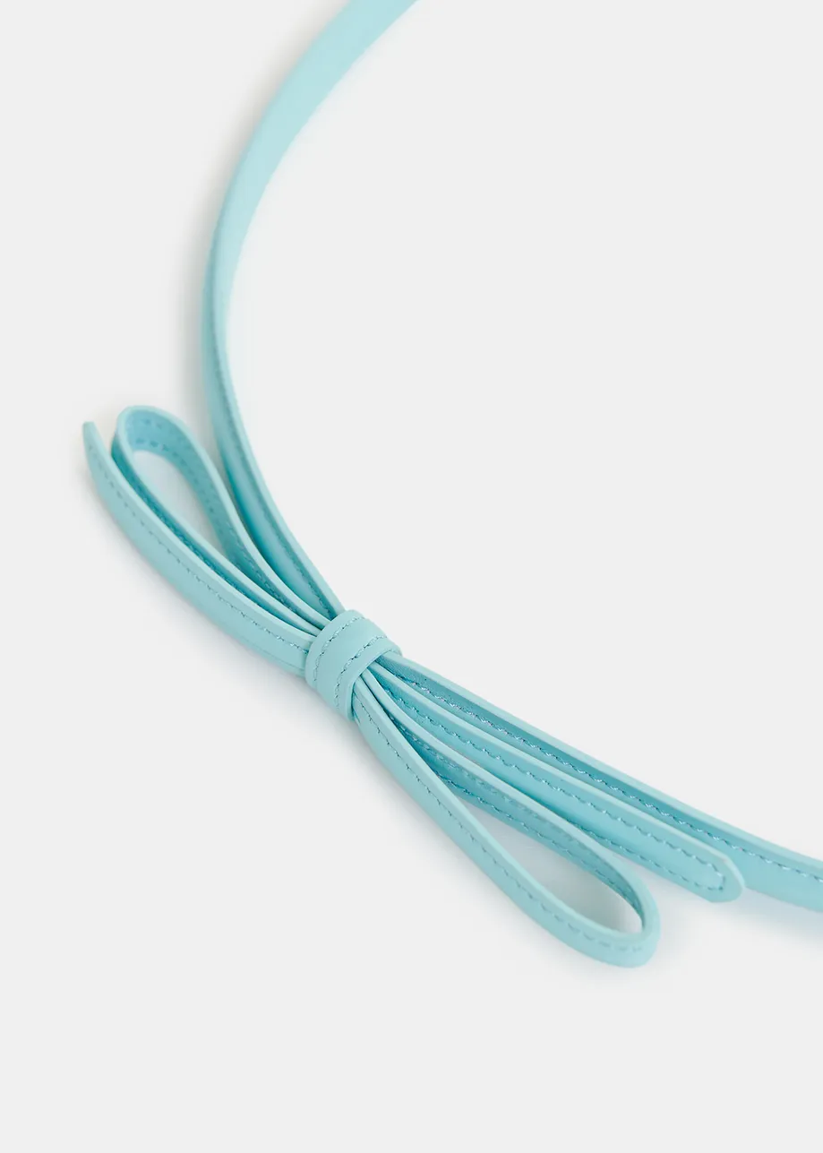 Light blue thin belt with bow detail