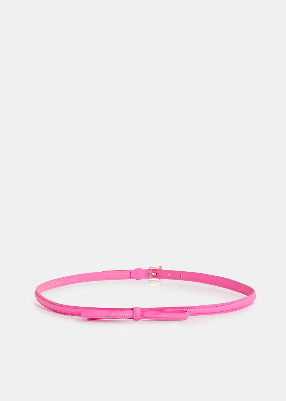 Bright pink thin belt with bow detail