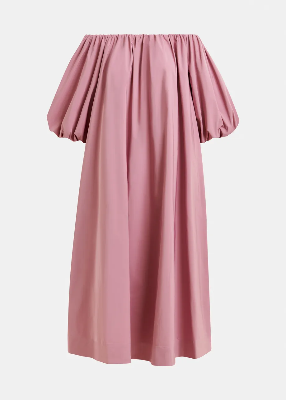 Robe mi-longue mauve à épaules nues