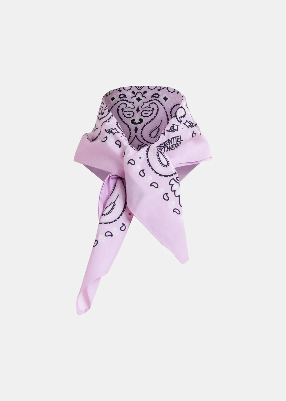 Lilac and black bandana print scarf