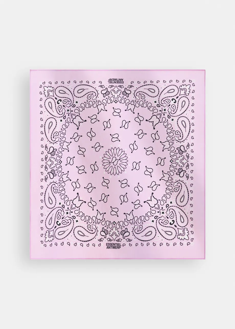 Pañuelo con estampado de bandana, lila y negro