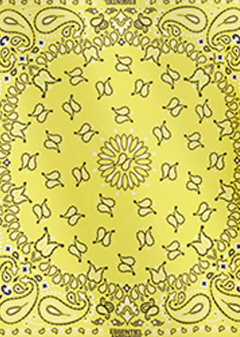 Yellow and black bandana print scarf