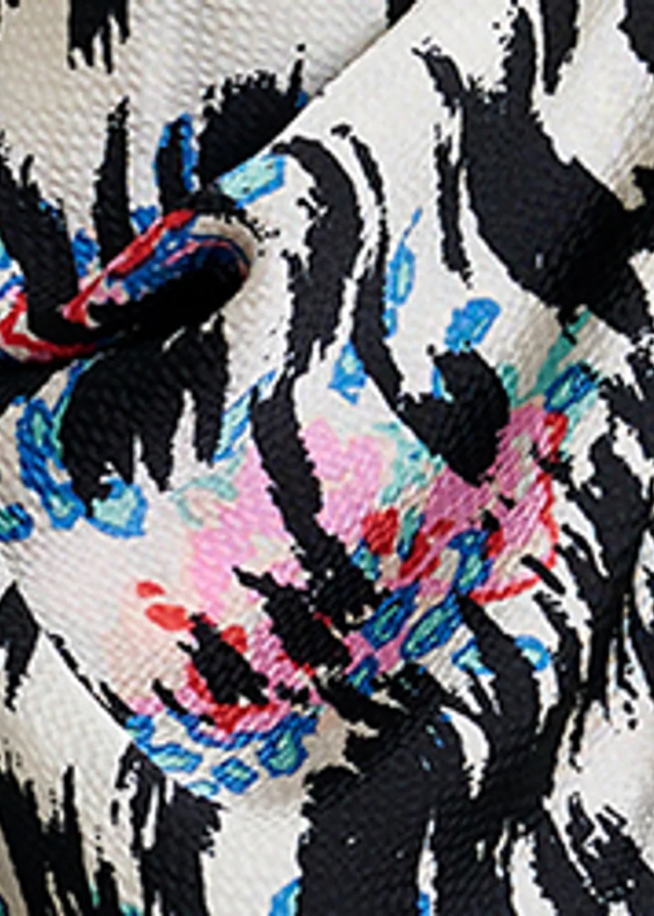 Black, white and multicolored zebra-print scarf