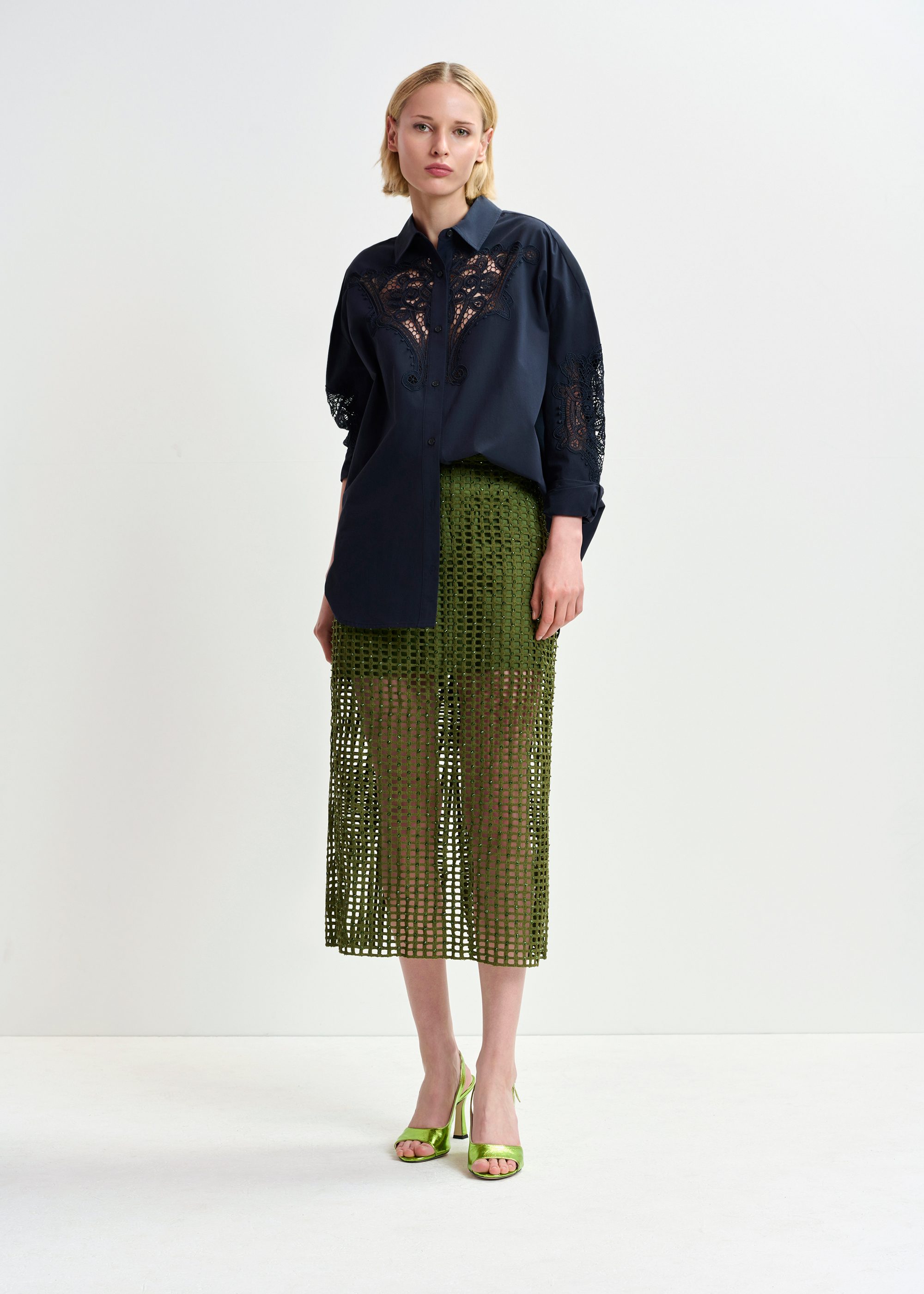 スカート Essentiel Antwerp HANDKERCHIEF SEQUIN MESH SKIRT Essentiel Antwerp Handkerchief Sequin Mesh Skirt With