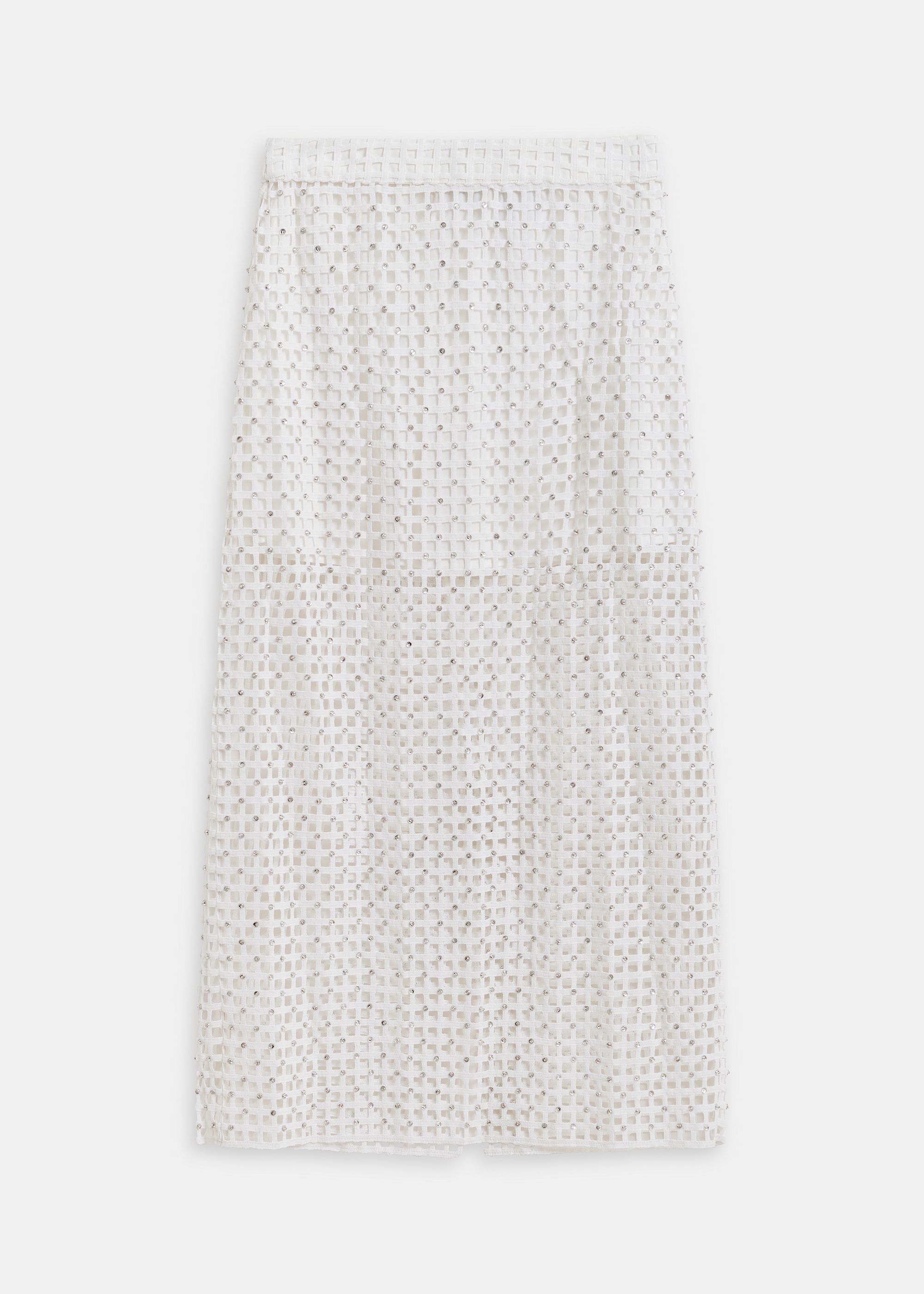 White mesh skirt with bead embellishments