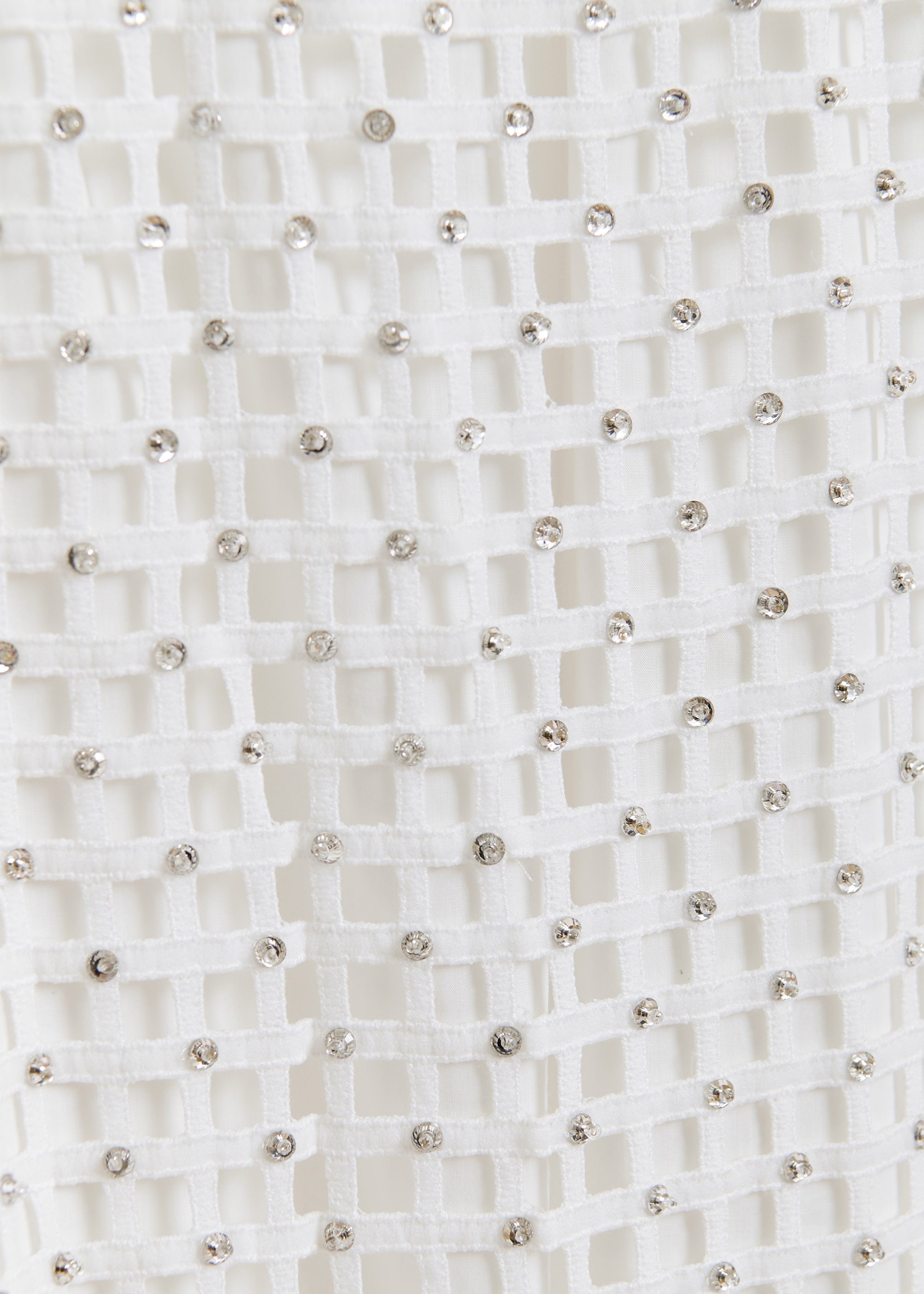 スカート ESSENTIEL ANTWERP Women Mid Skirts HANDKERCHIEF WH00 White White mesh skirt with bead embellishments | Essentiel