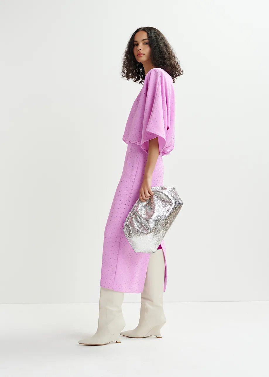 Lila Midikleid mit Strassverzierung