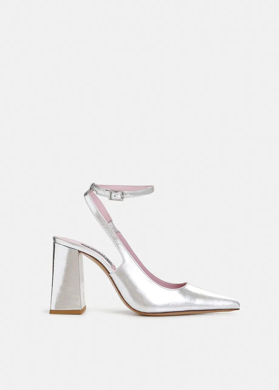 Zilveren slingback pumps