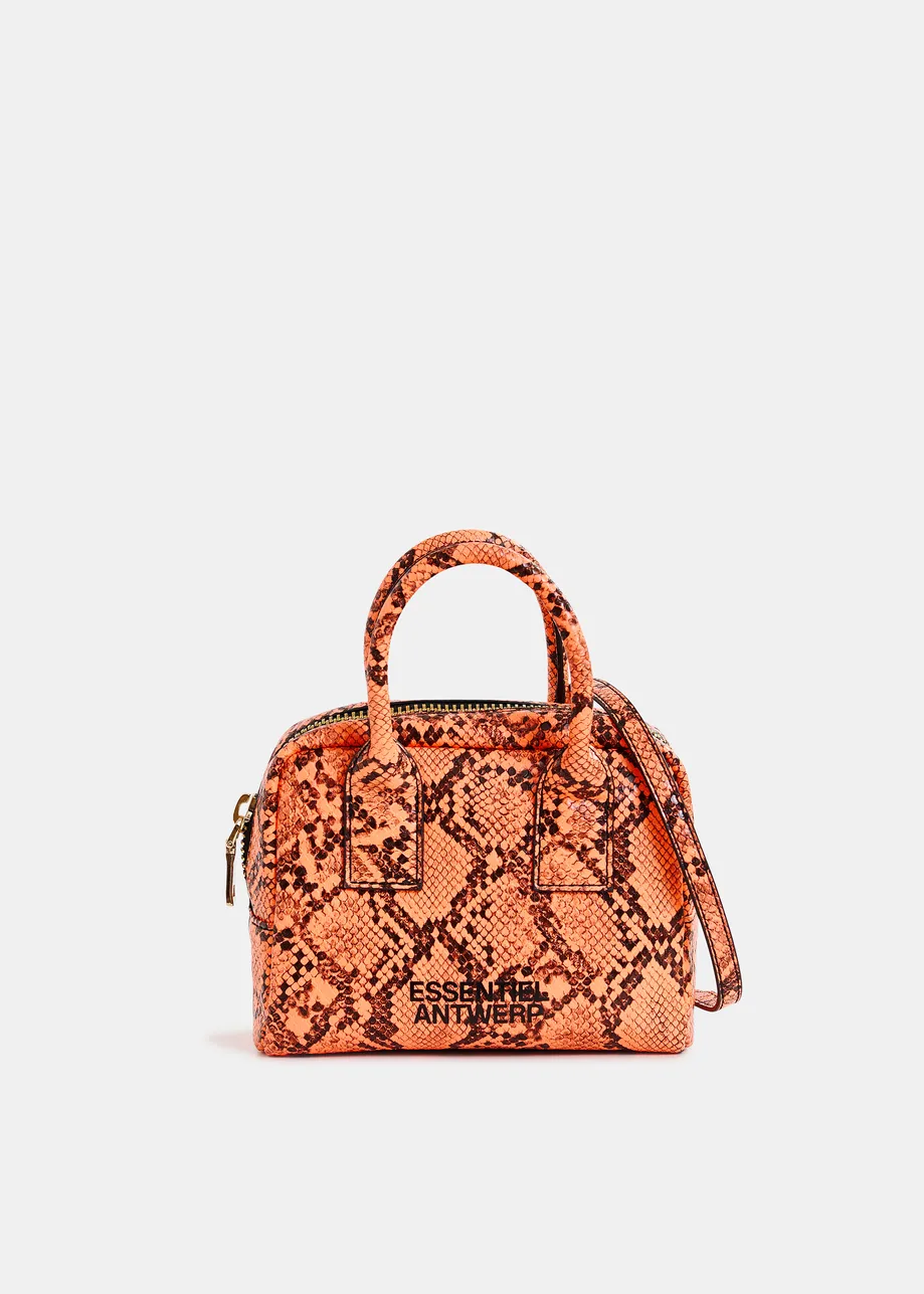 Mini-Tasche mit Schlangen-Print in Orange und Schwarz