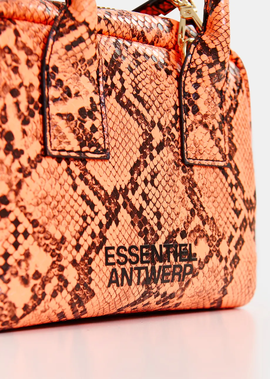 Orange and black snake print mini bag