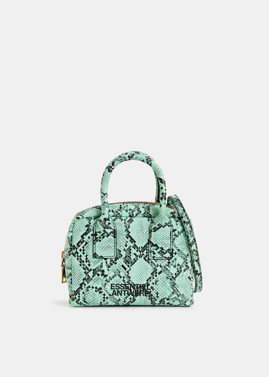 Minibolso con estampado de serpiente, verde y negro