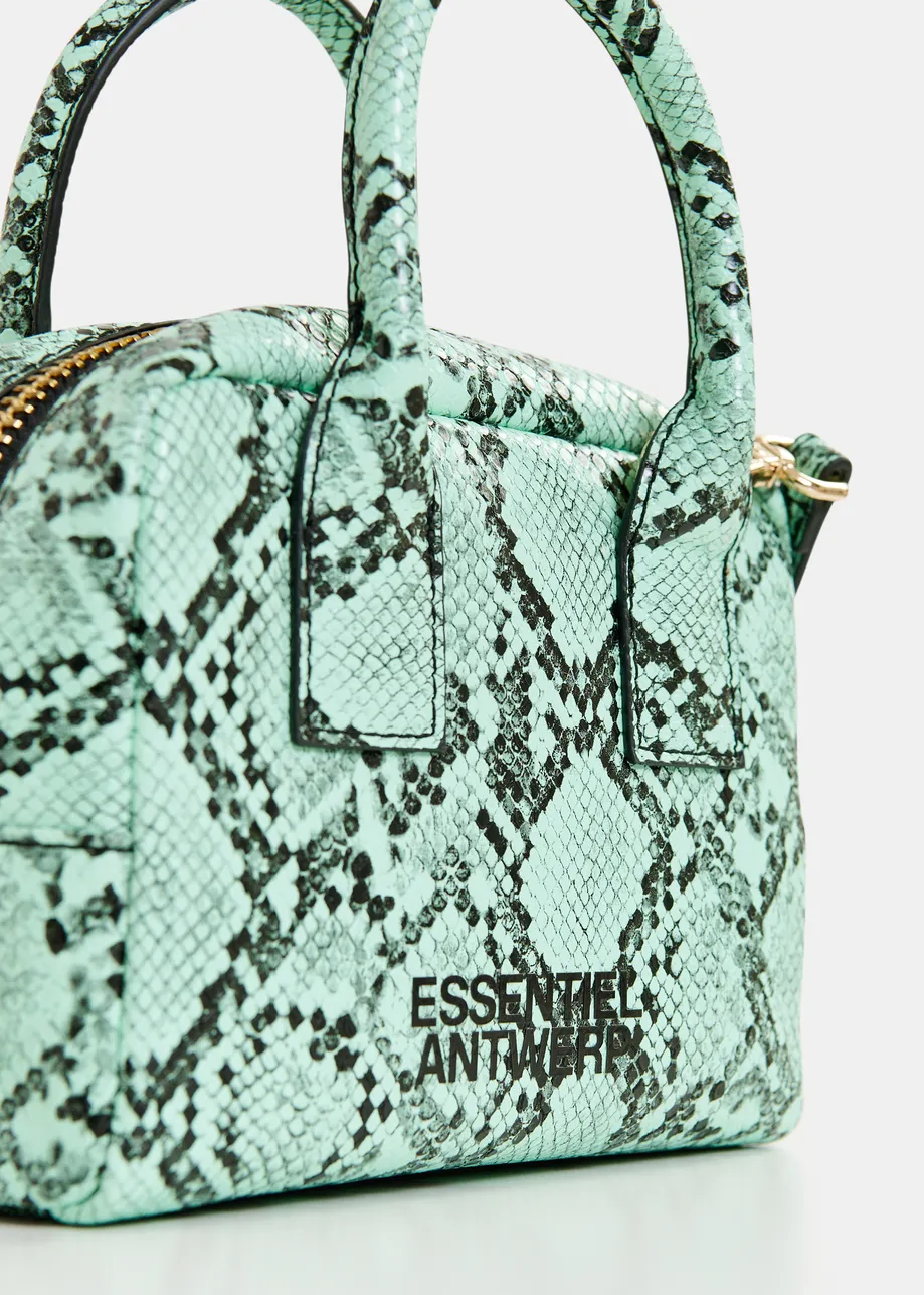 Green and black snake print mini bag