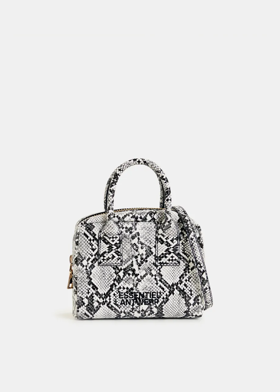 Mini sac à imprimé serpent blanc cassé et noir