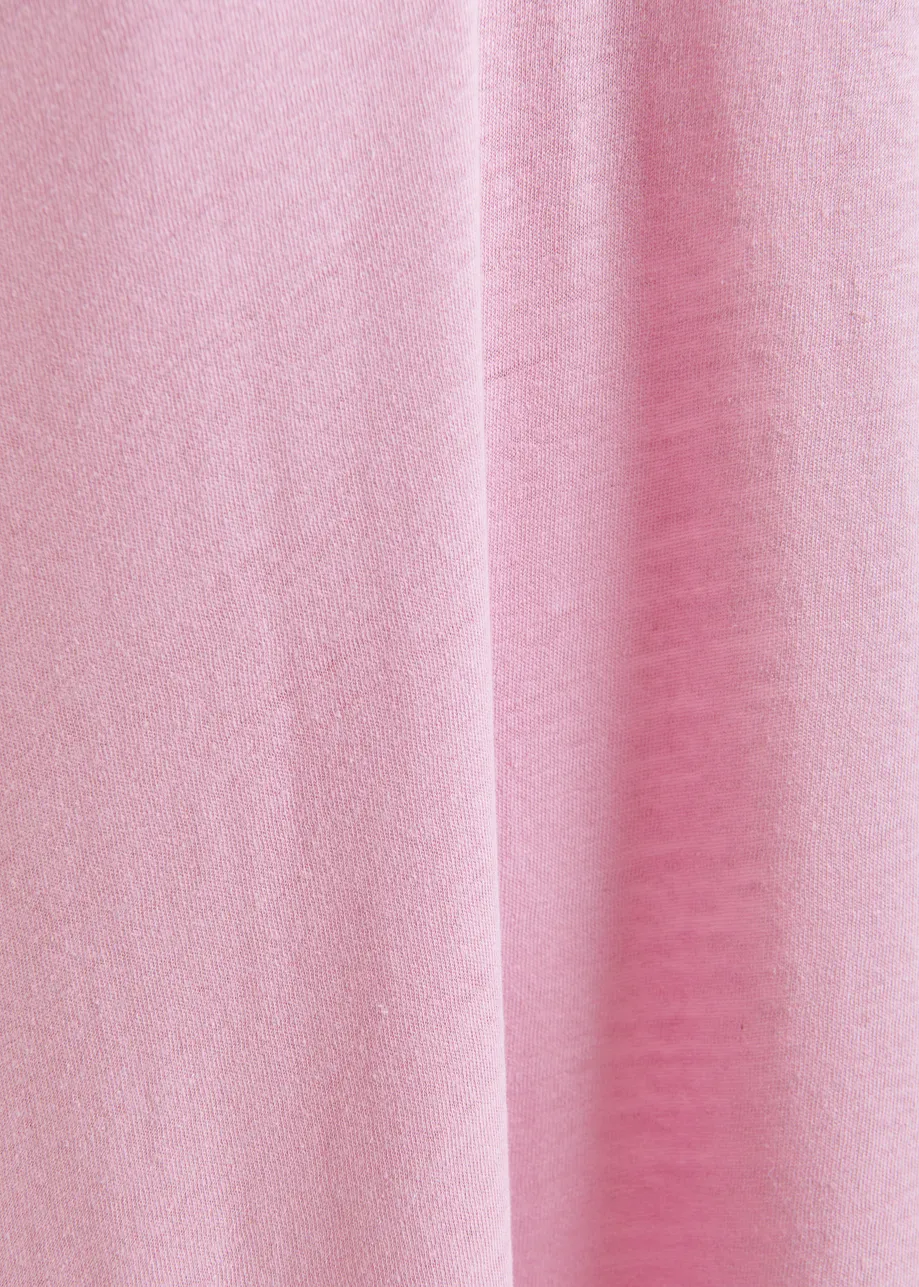 Pink sleeveless cotton-linen blend maxi dress
