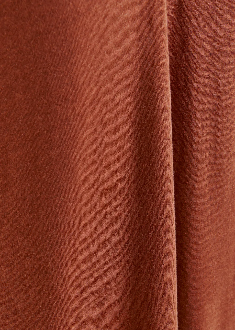 Brown sleeveless cotton-linen blend maxi dress