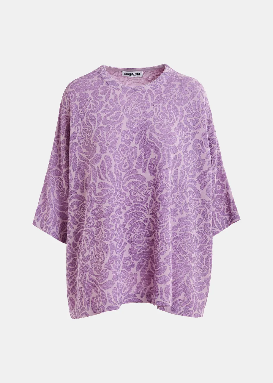 Top in maglia jacquard floreale lilla e malva