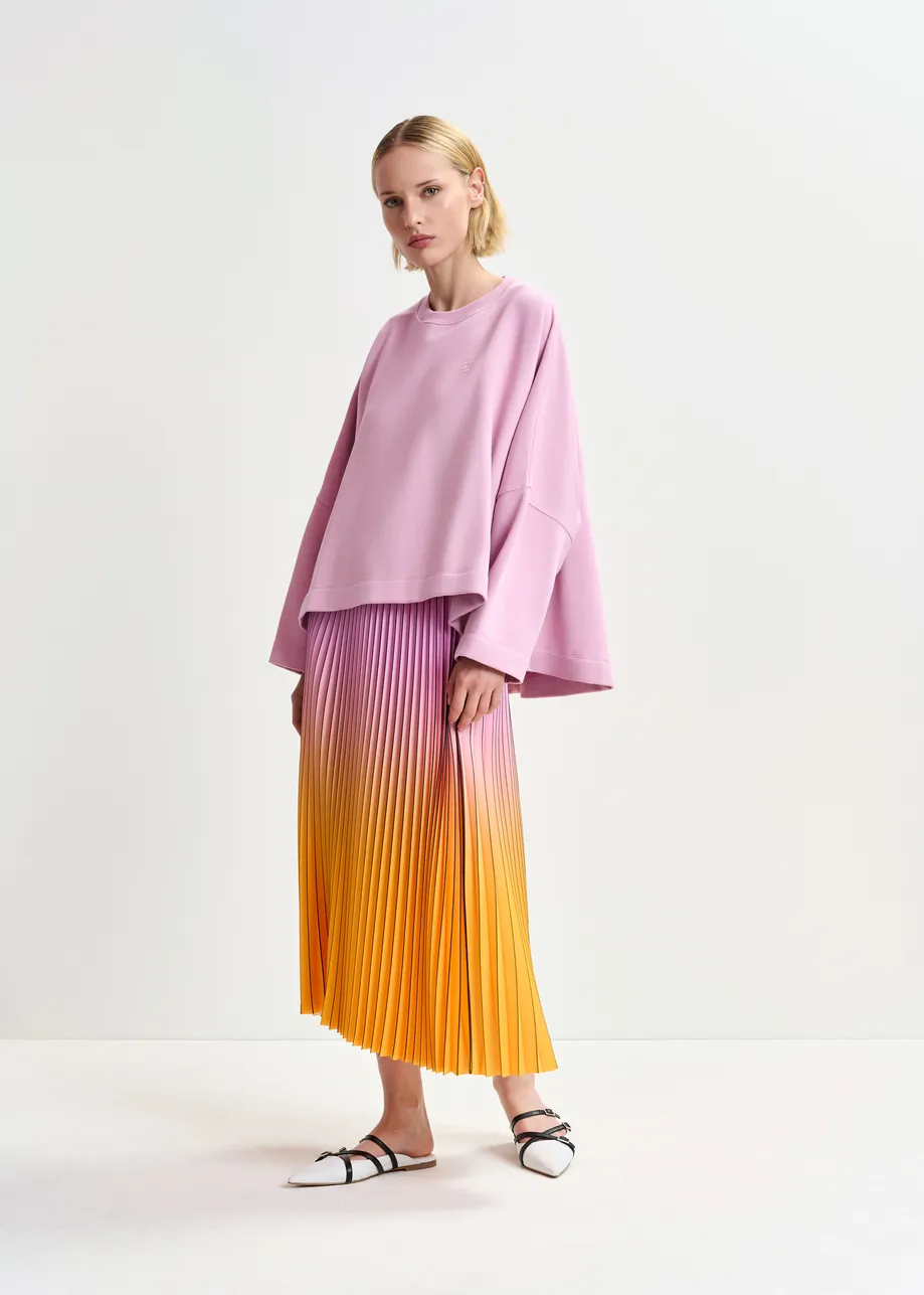 Pink, orange and black pleated skirt with gradient effect