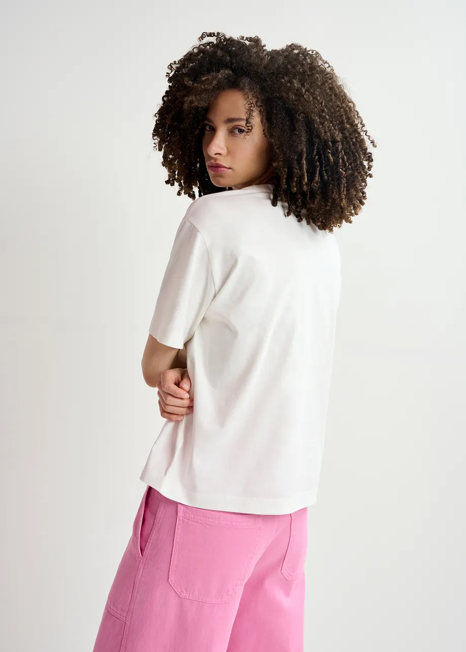 T-shirt bianca in cotone biologico con ricamo