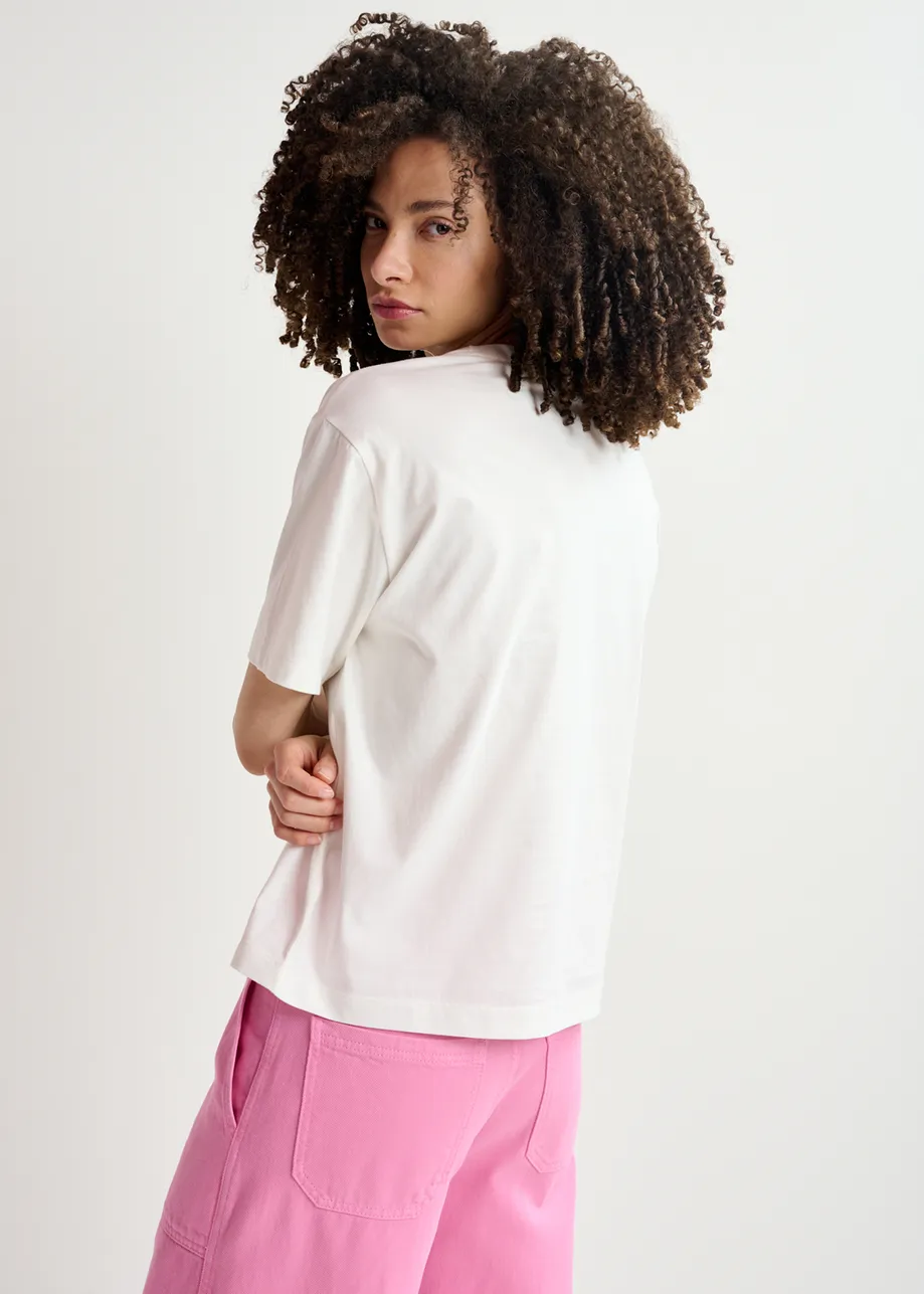 Camiseta de algodón orgánico con bordado, blanco