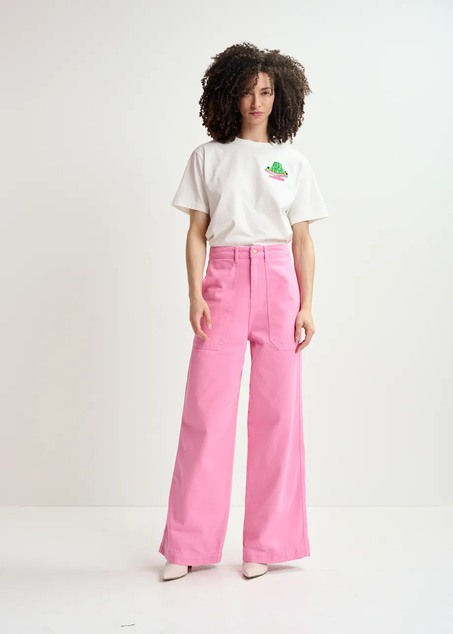 Camiseta de algodón orgánico con bordado, blanco