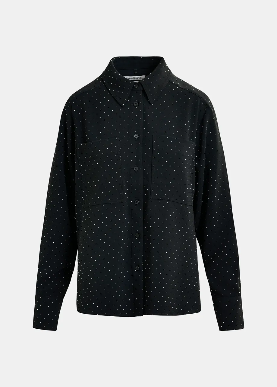 Black rhinestone-embellished shirt