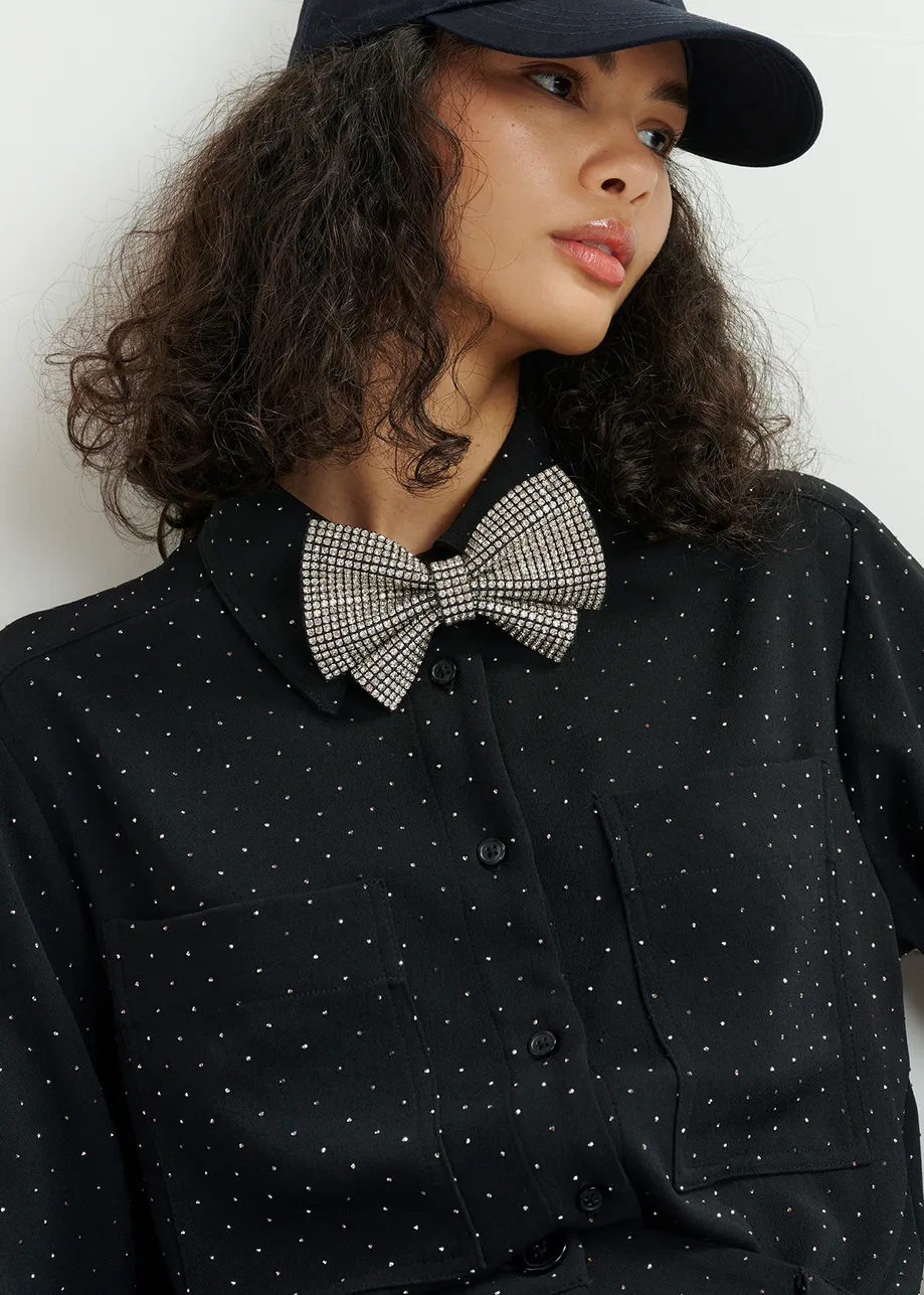 Camicia nera decorata con strass