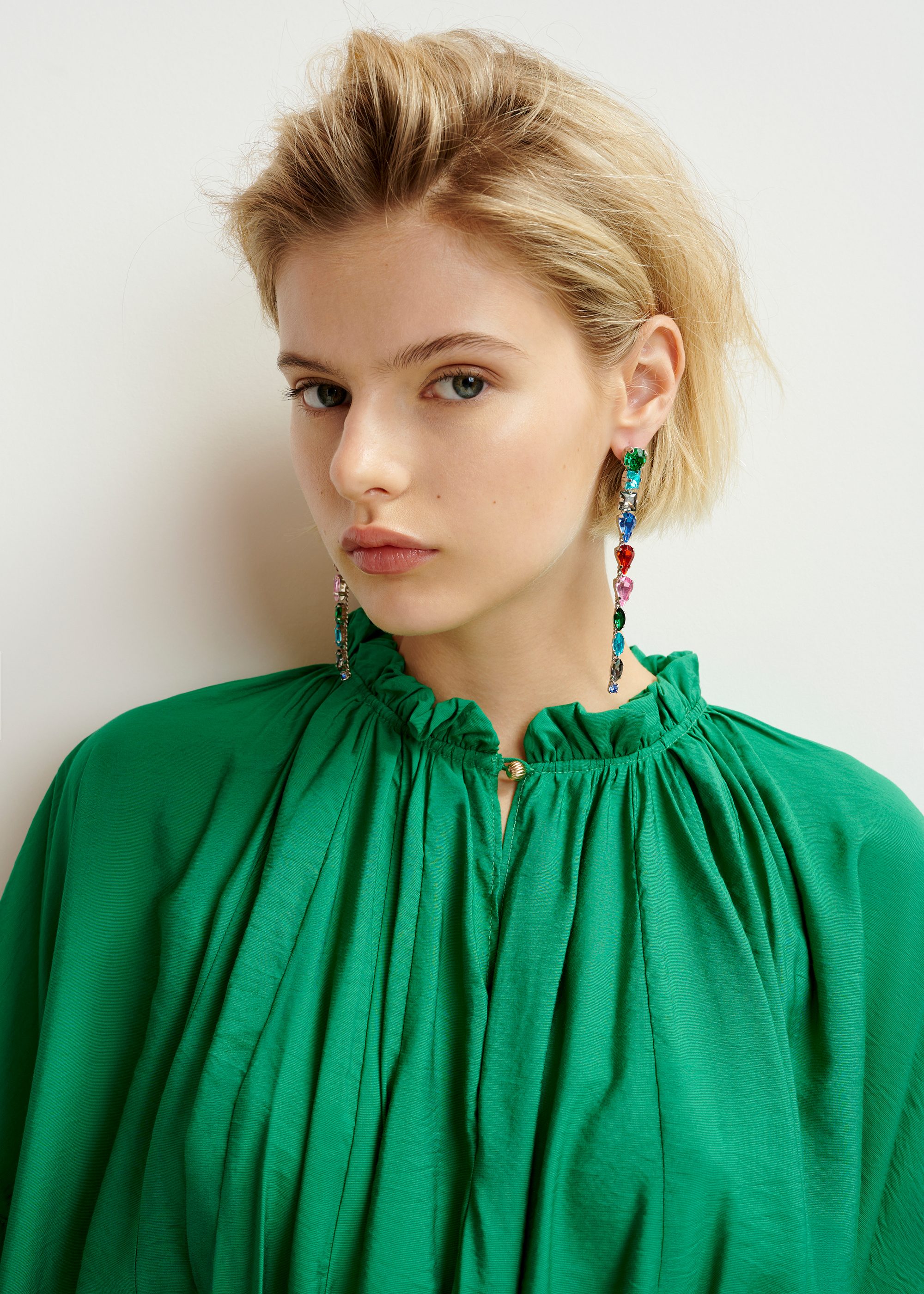 green midi long sleeve dress Green Ribbed Midi Dress main image 1