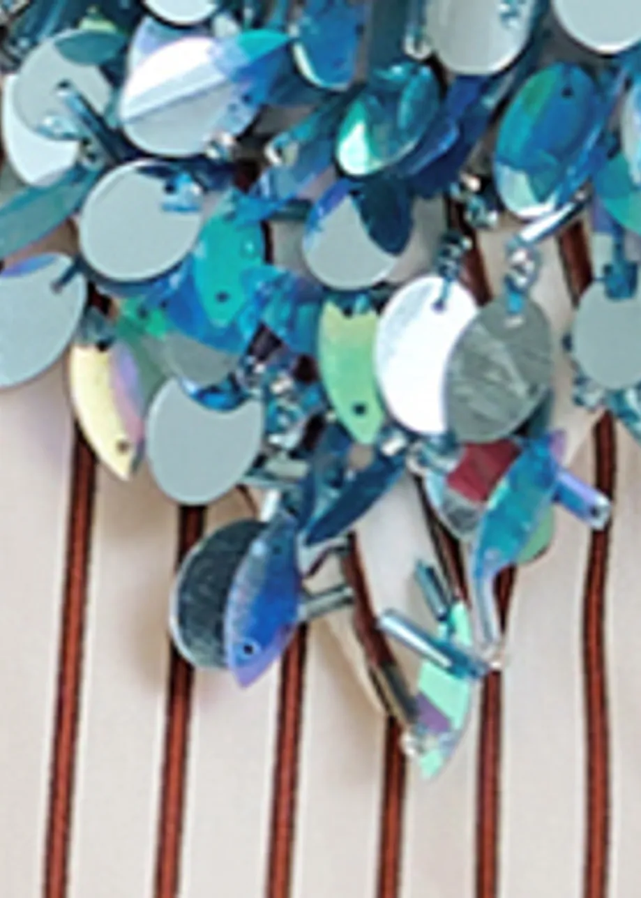 Wit, rood en blauw katoenen overhemd met versierde kraag