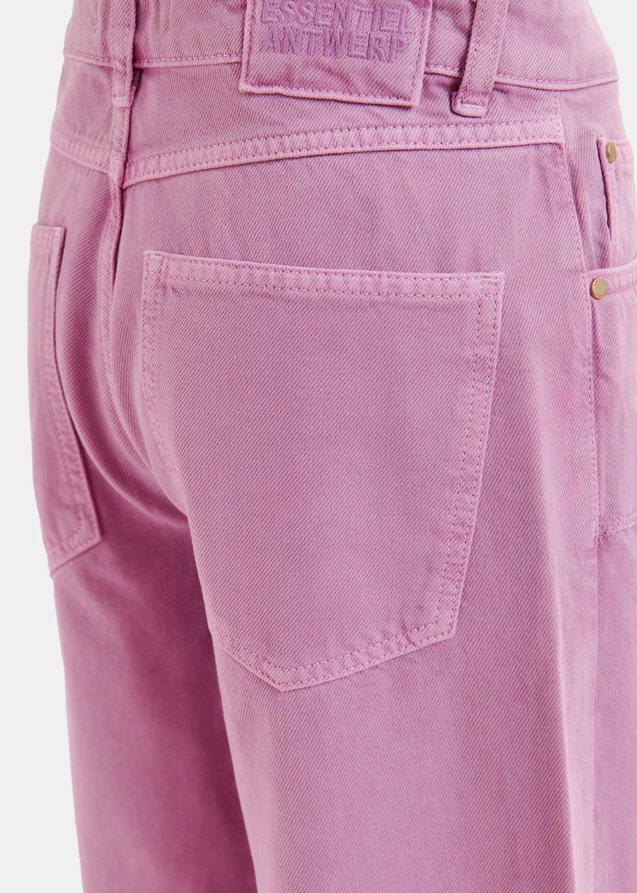 Pink straight-leg patchwork jeans