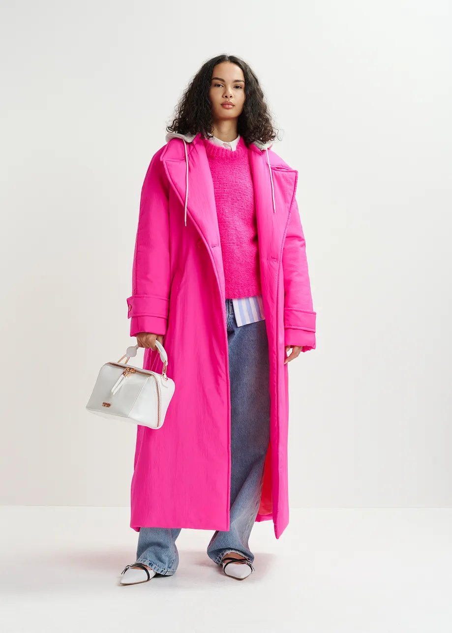 Jersey de punto en mezcla de mohair con mangas murciélago, rosa brillante