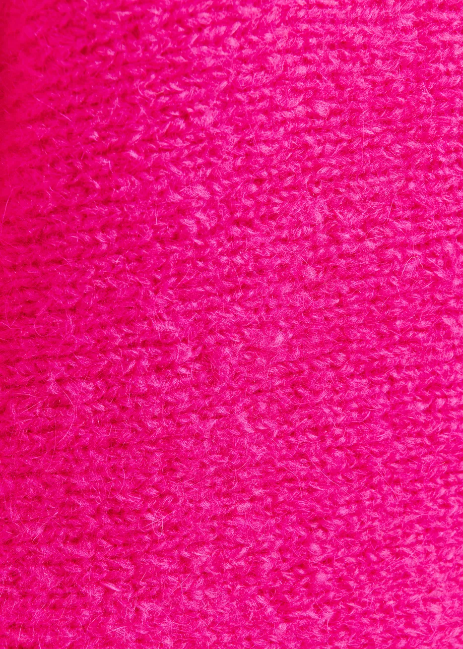 Bright pink mohair blend knit with batwing sleeves