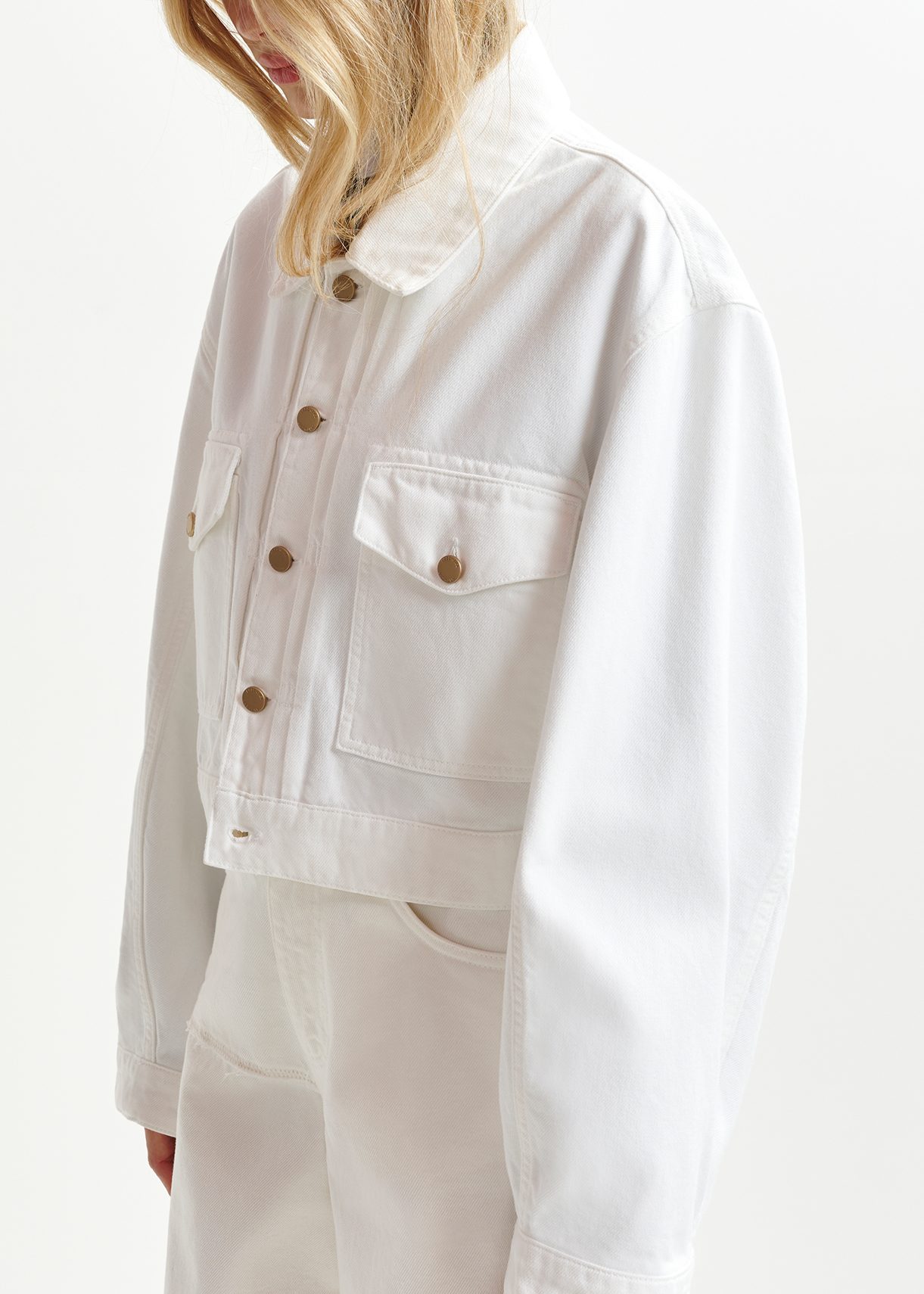 ARMANI - loose white denim jacket 短丈 Armani Exchange BLOUSON JACKET - Jeansjacke - mirror/silberfarben