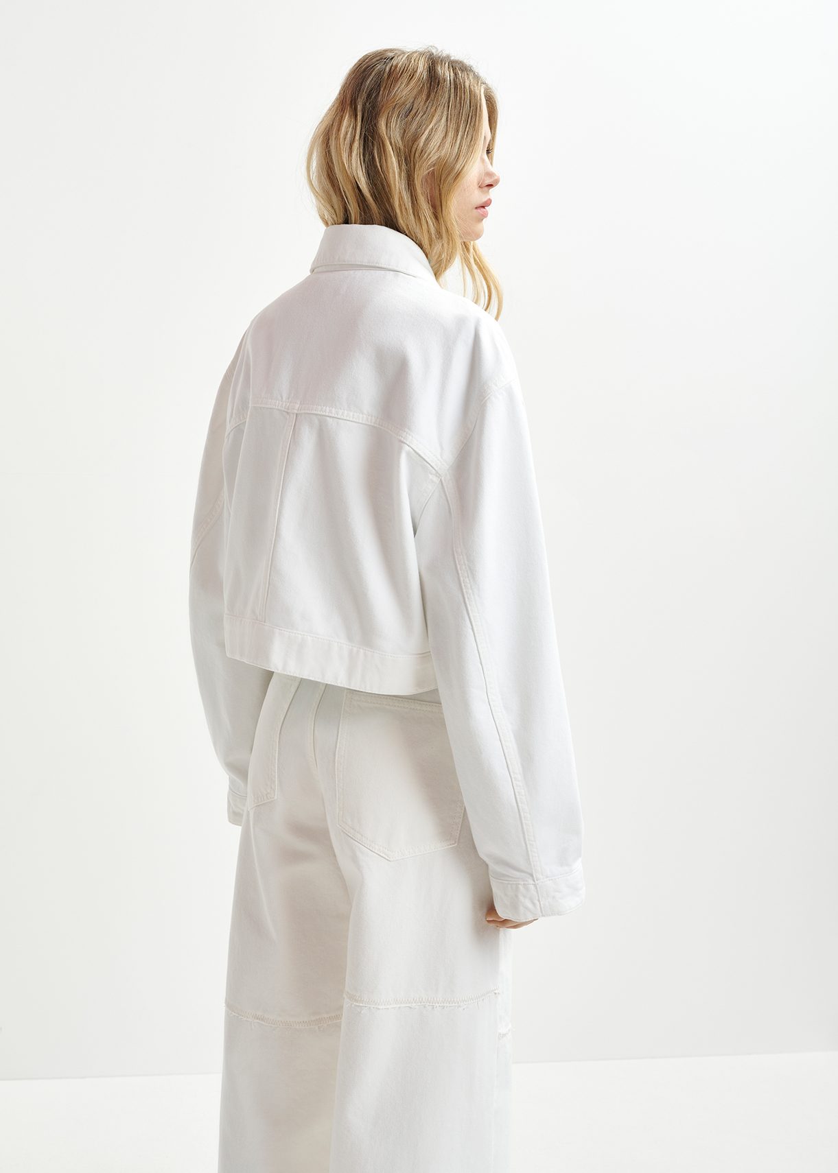 Off-white cropped denim jacket | Essentiel Antwerp United States