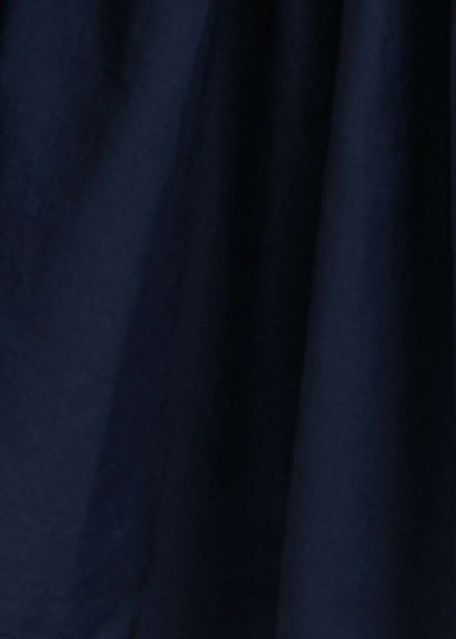 Donkerblauwe asymmetrische midirok met volants