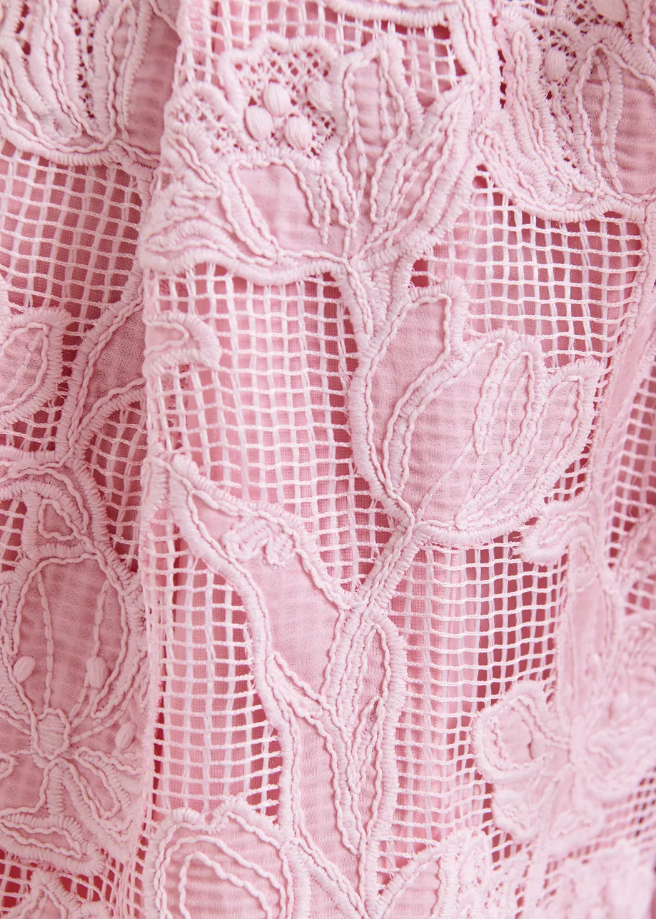 Light pink lace wide-leg shorts