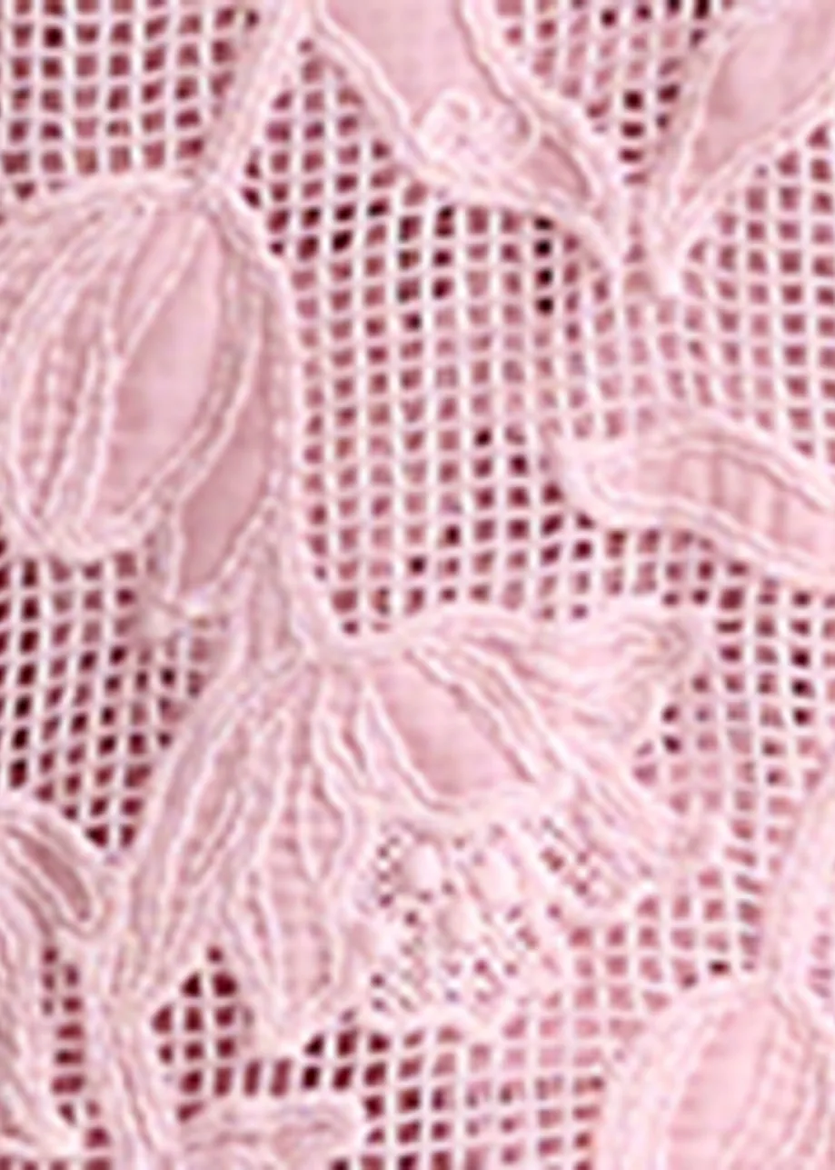 Light pink lace wide-leg shorts