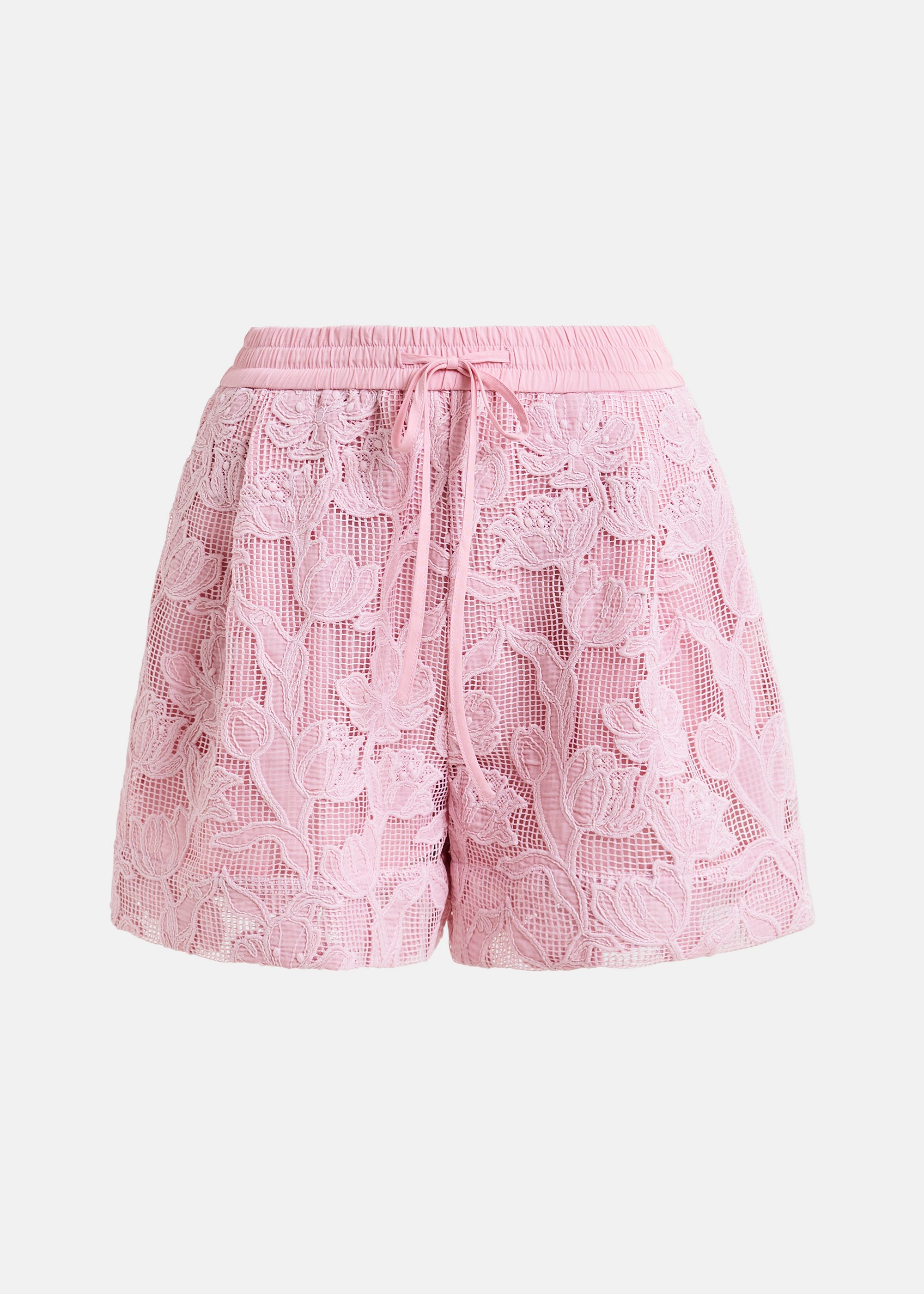 Light pink lace wide-leg shorts | Essentiel Antwerp France (english)
