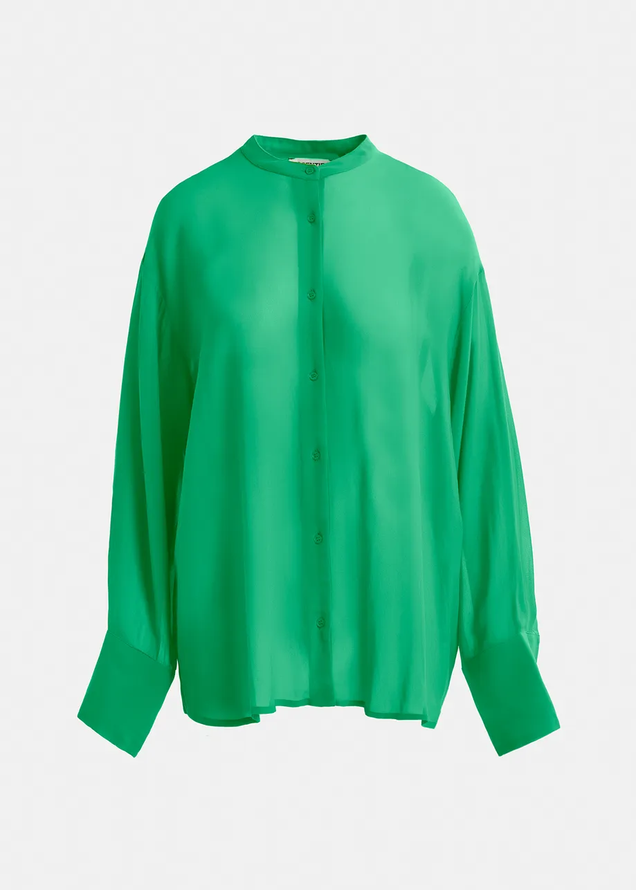 Green shirt with mandarin collar