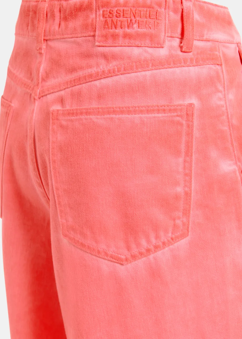 Coral cotton wide-leg jeans