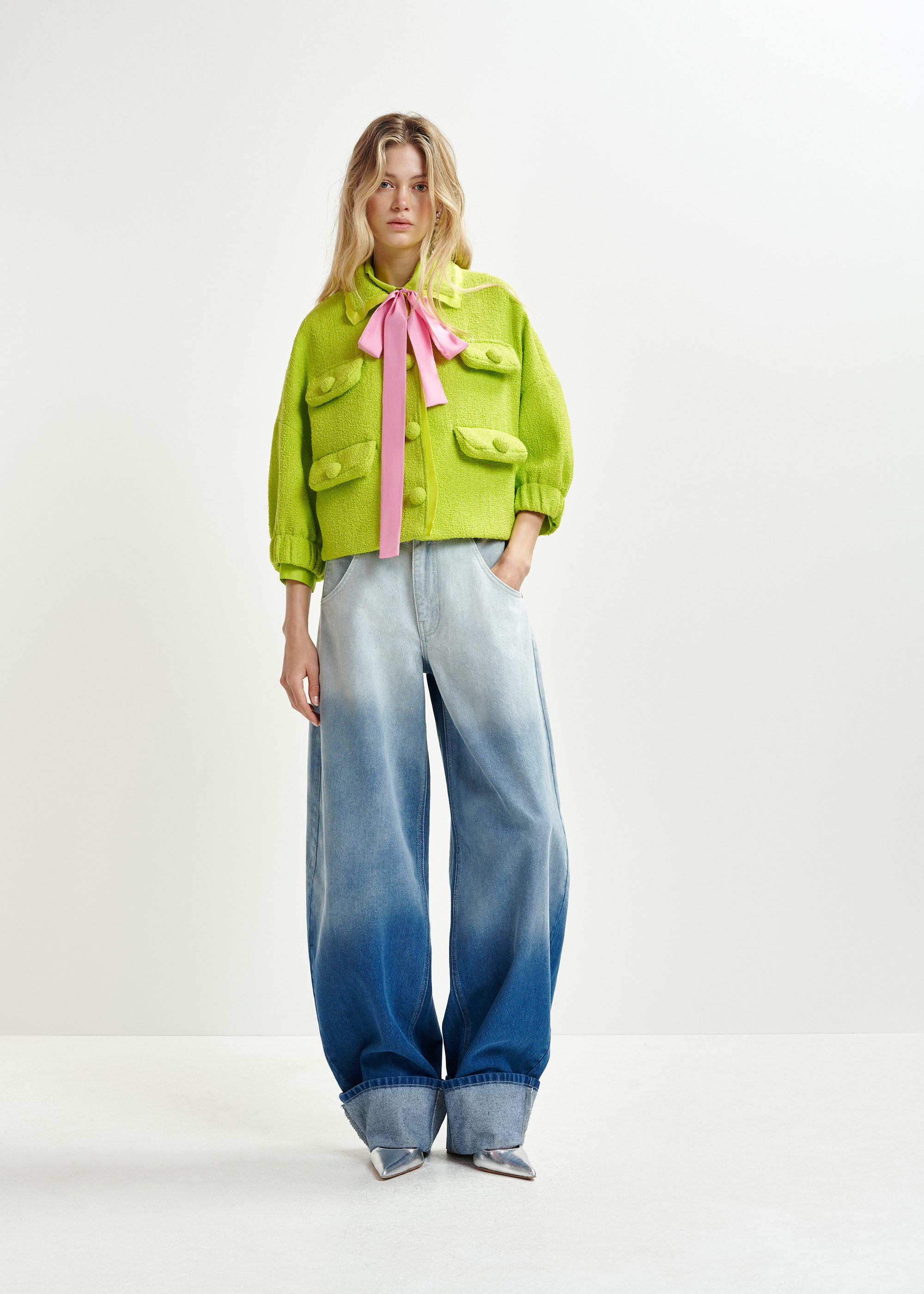Essentiel Antwerp ジャケット Bright green oversized jacket with 3/4 length voluminous
