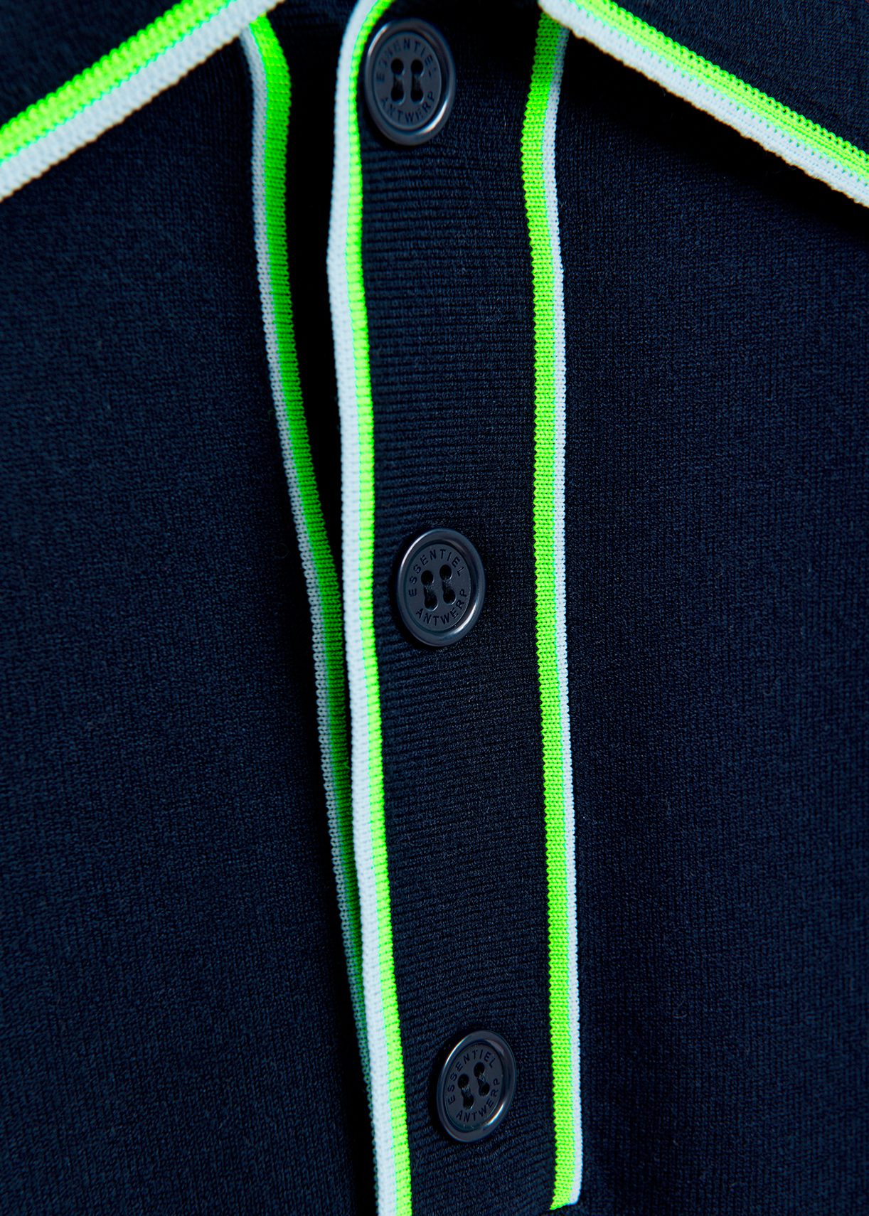 Dark blue, green and blue polo with contrasting collar | Essentiel