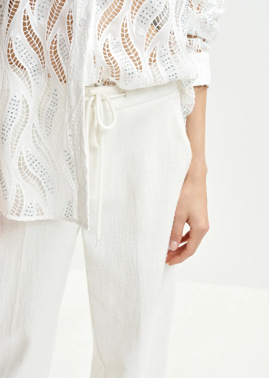 Pantaloni bianchi in misto cotone biologico