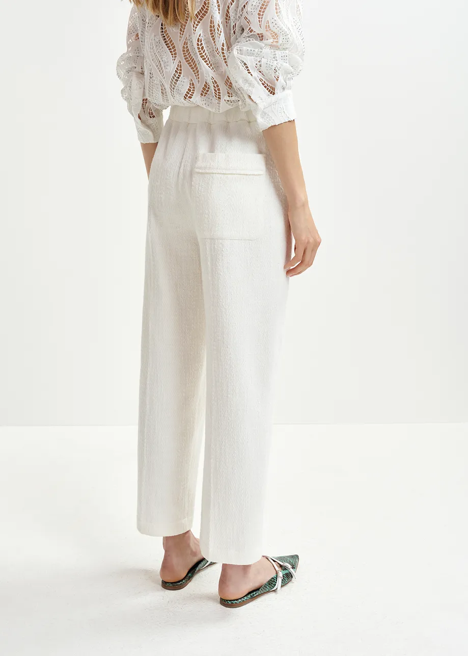 Pantaloni bianchi in misto cotone biologico