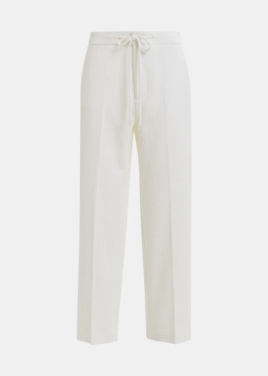 White organic cotton blend pants