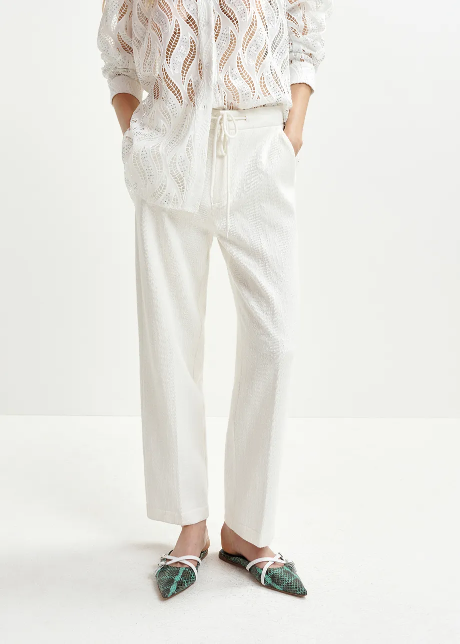 White organic cotton blend pants